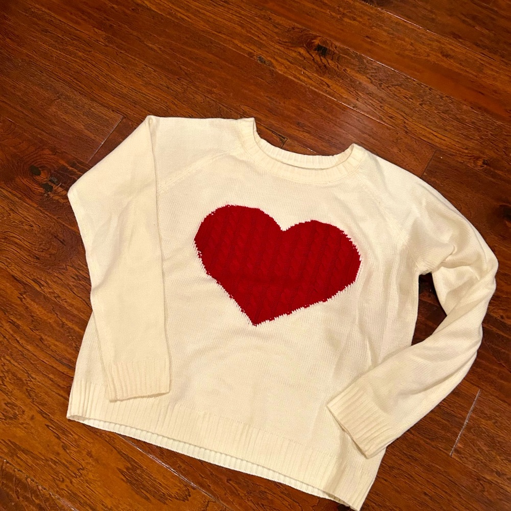 Red Fuzzy Heart Sweater